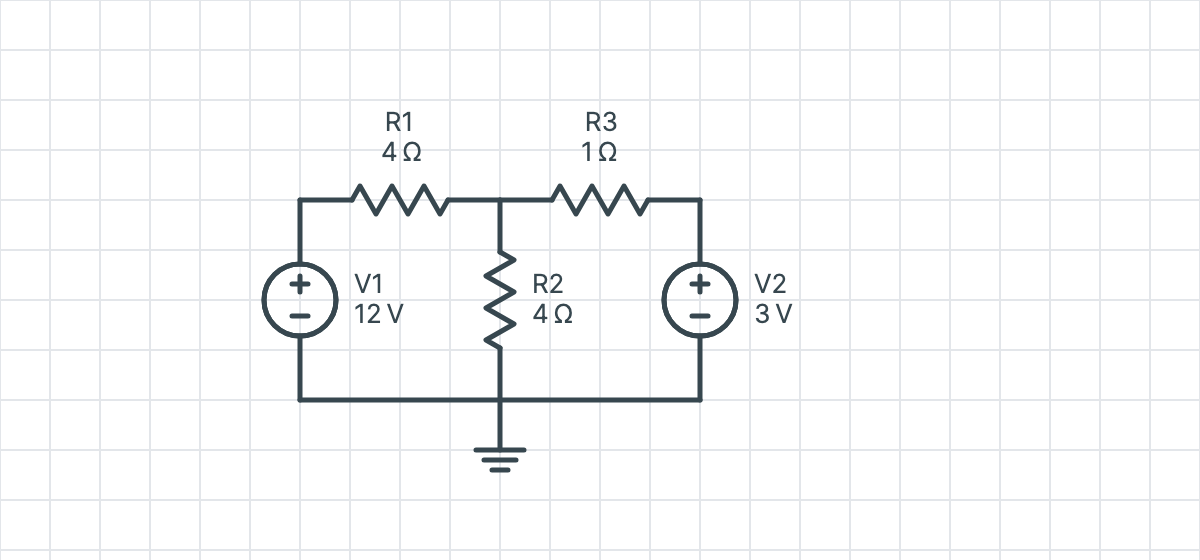 A circuit with two voltage sources
